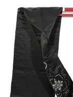 Japanese Traditional Clothes Kimono Obi Long Wide Waist Belt Black Flower KM223