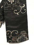 Japanese Traditional Clothes Kimono Obi Long Wide Waist Belt Black Flower KM223