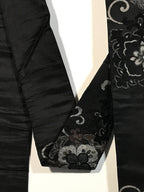 Japanese Traditional Clothes Kimono Obi Long Wide Waist Belt Black Flower KM223