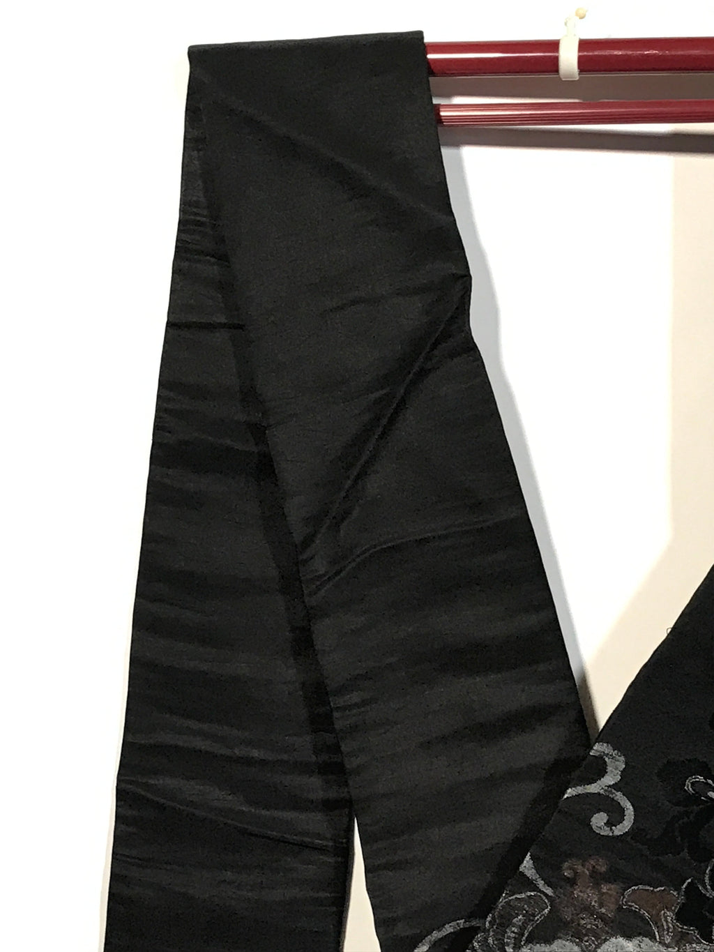 Japanese Traditional Clothes Kimono Obi Long Wide Waist Belt Black Flower KM223