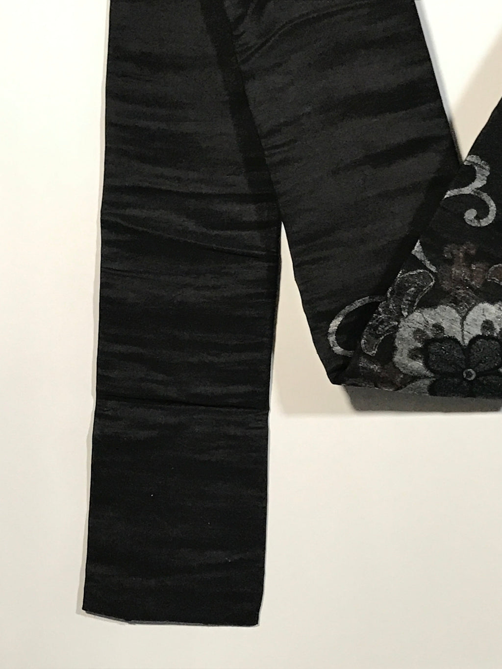 Japanese Traditional Clothes Kimono Obi Long Wide Waist Belt Black Flower KM223
