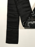 Japanese Traditional Clothes Kimono Obi Long Wide Waist Belt Black Flower KM223
