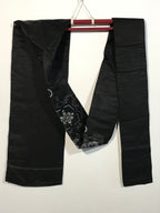 Japanese Traditional Clothes Kimono Obi Long Wide Waist Belt Black Flower KM223