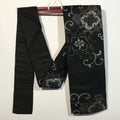 Japanese Traditional Clothes Kimono Obi Long Wide Waist Belt Black Flower KM223