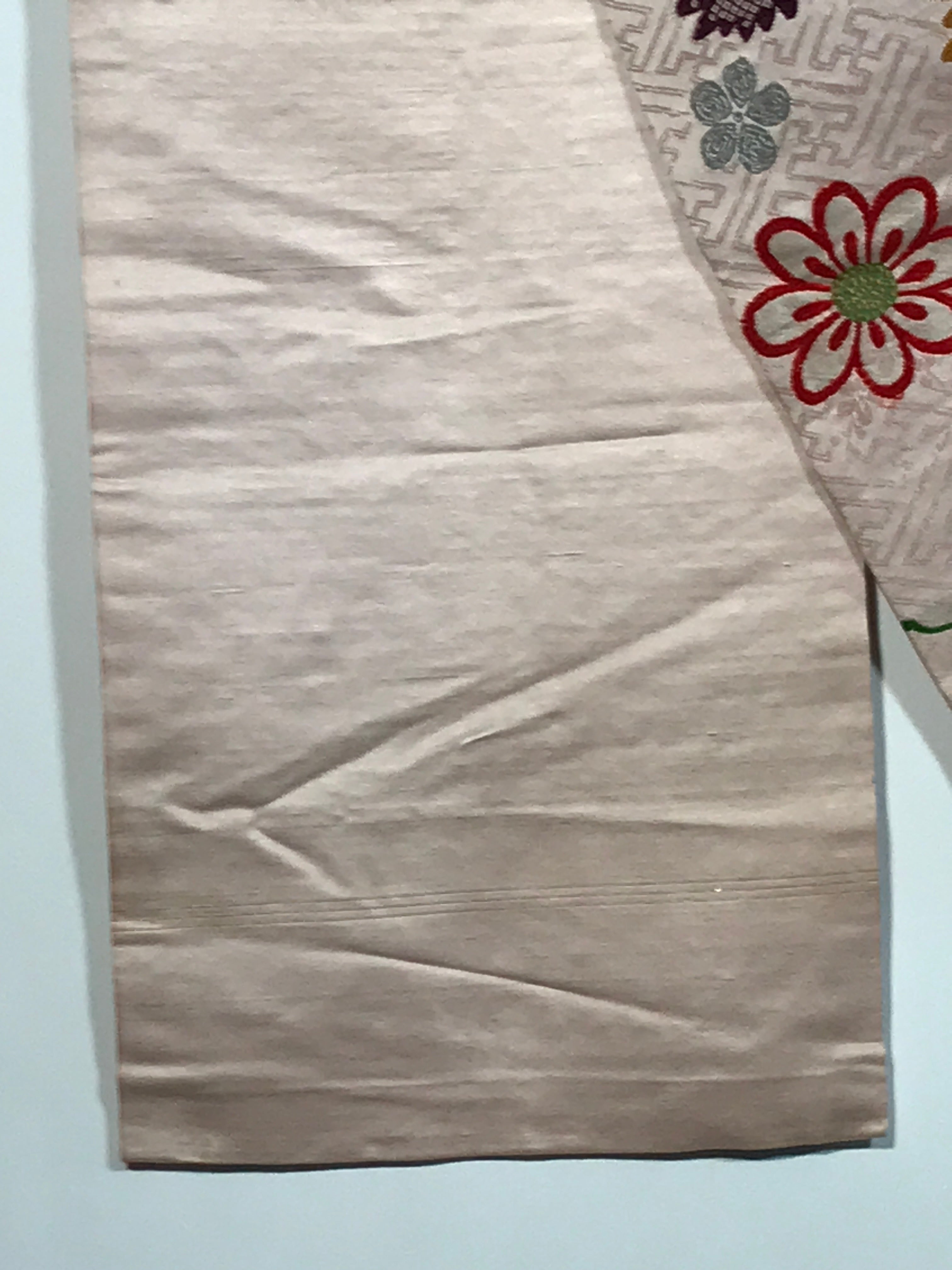 Japanese Traditional Clothes Kimono Obi Long Wide Waist Belt Pink Flower KM221