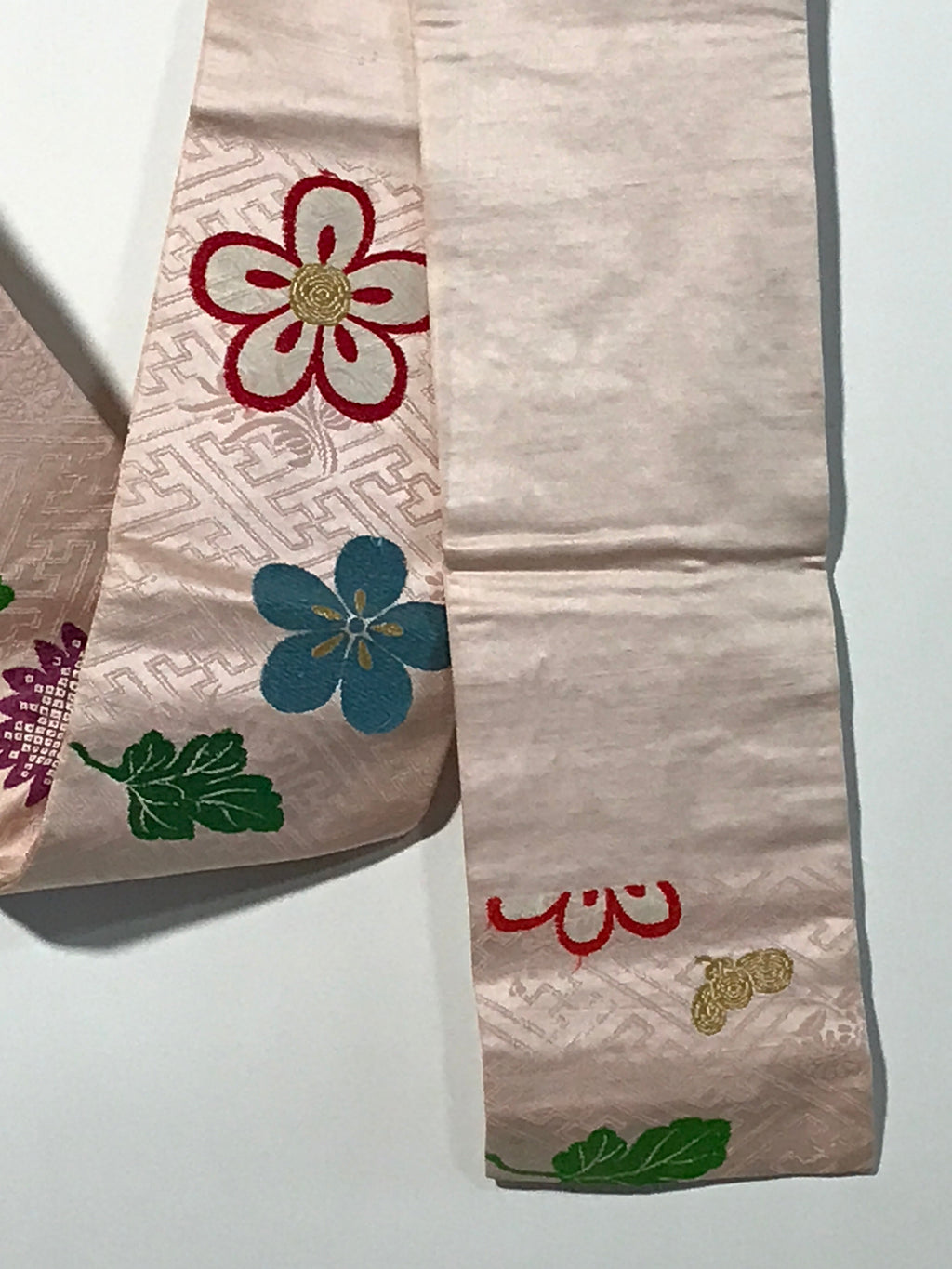 Japanese Traditional Clothes Kimono Obi Long Wide Waist Belt Pink Flower KM221