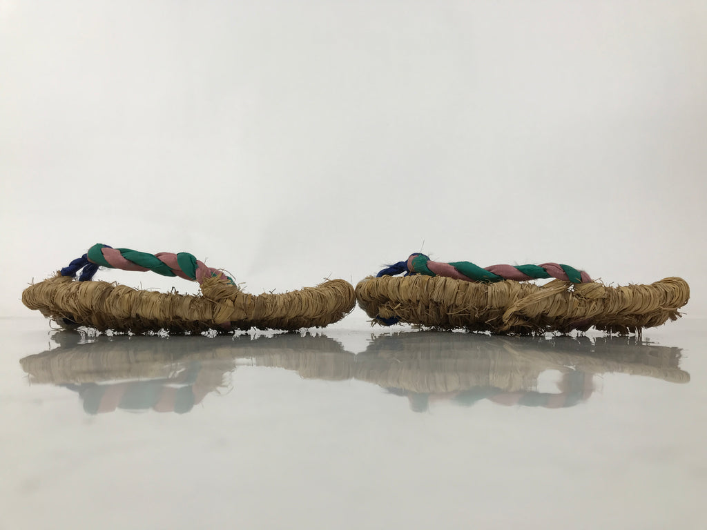 Japanese Traditional Footwear Warazori Rice Straw Sandals Vtg Woven Waraji JK869