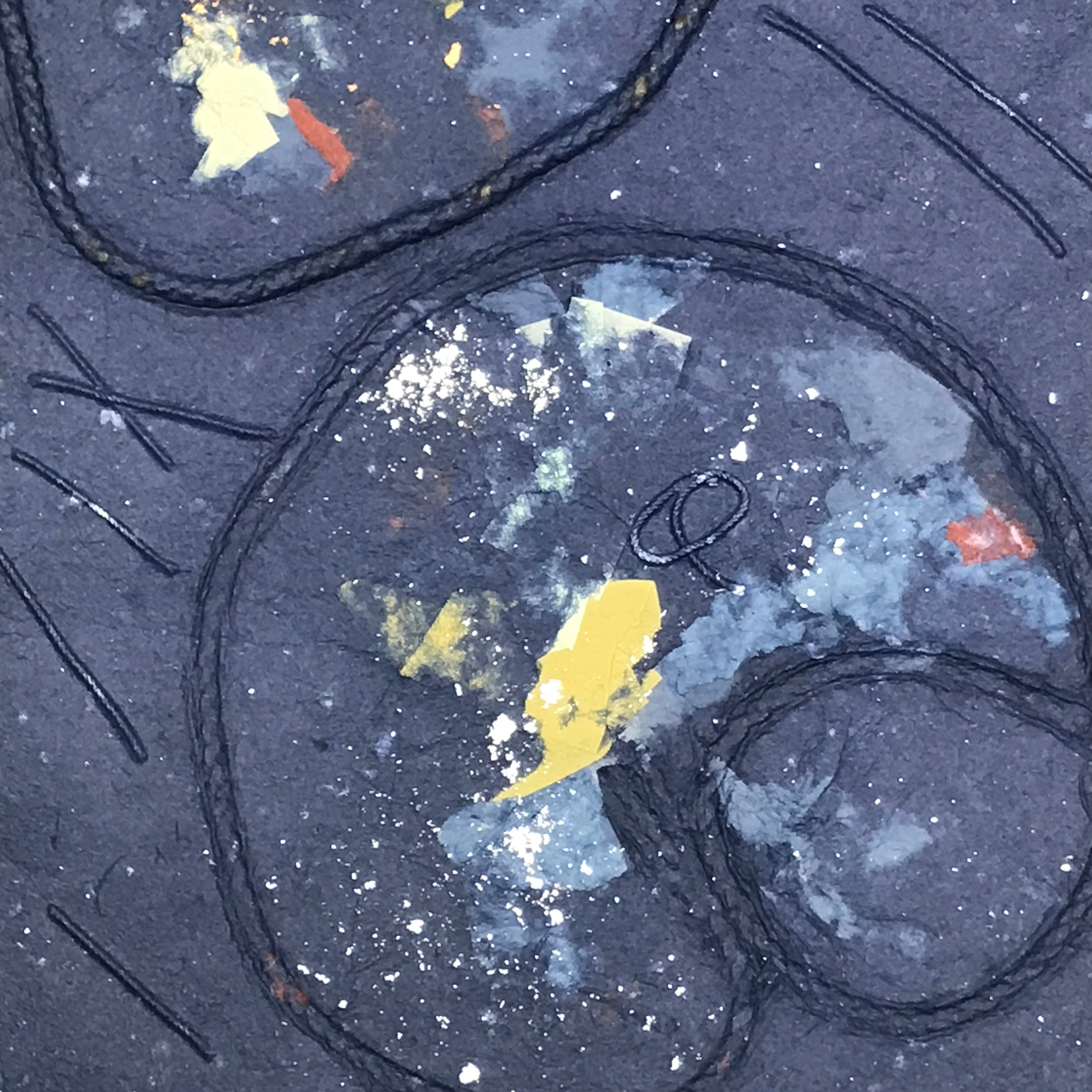 Japanese Traditional Handmade Washi Paper Display Art Vtg Rope Blue Yellow FL289