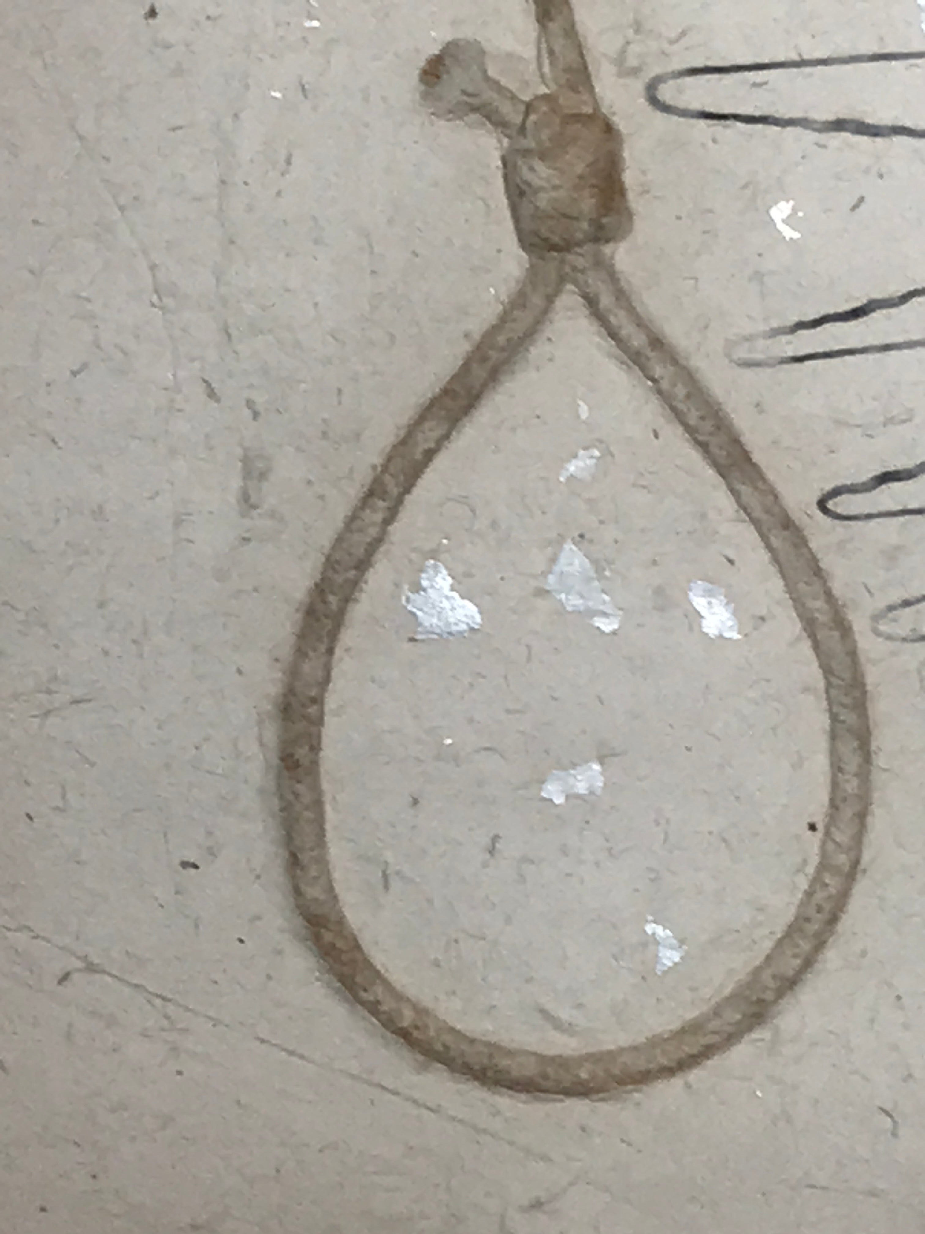 Japanese Traditional Handmade Washi Paper Display Art Vtg Rope Noose Beige FL290