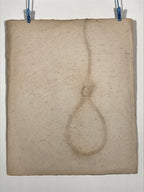 Japanese Traditional Handmade Washi Paper Display Art Vtg Rope Noose Beige FL290