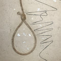 Japanese Traditional Handmade Washi Paper Display Art Vtg Rope Noose Beige FL290