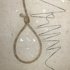 Japanese Traditional Handmade Washi Paper Display Art Vtg Rope Noose Beige FL290