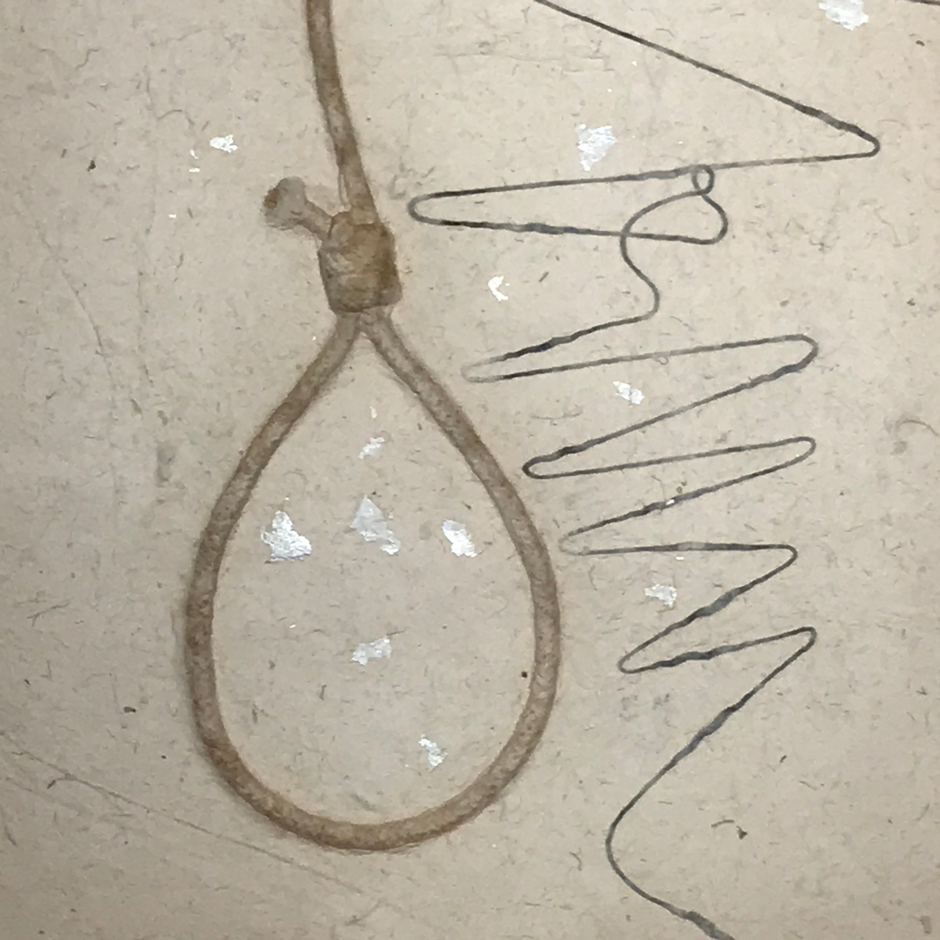Japanese Traditional Handmade Washi Paper Display Art Vtg Rope Noose Beige FL290