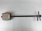 Japanese Traditional Instrument Shamisen Vtg Wood Fabric Orange Brown JK577