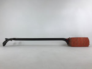 Japanese Traditional Instrument Shamisen Vtg Wood Fabric Orange Brown JK577