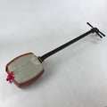 Japanese Traditional Instrument Shamisen Vtg Wood Fabric Orange Brown JK577
