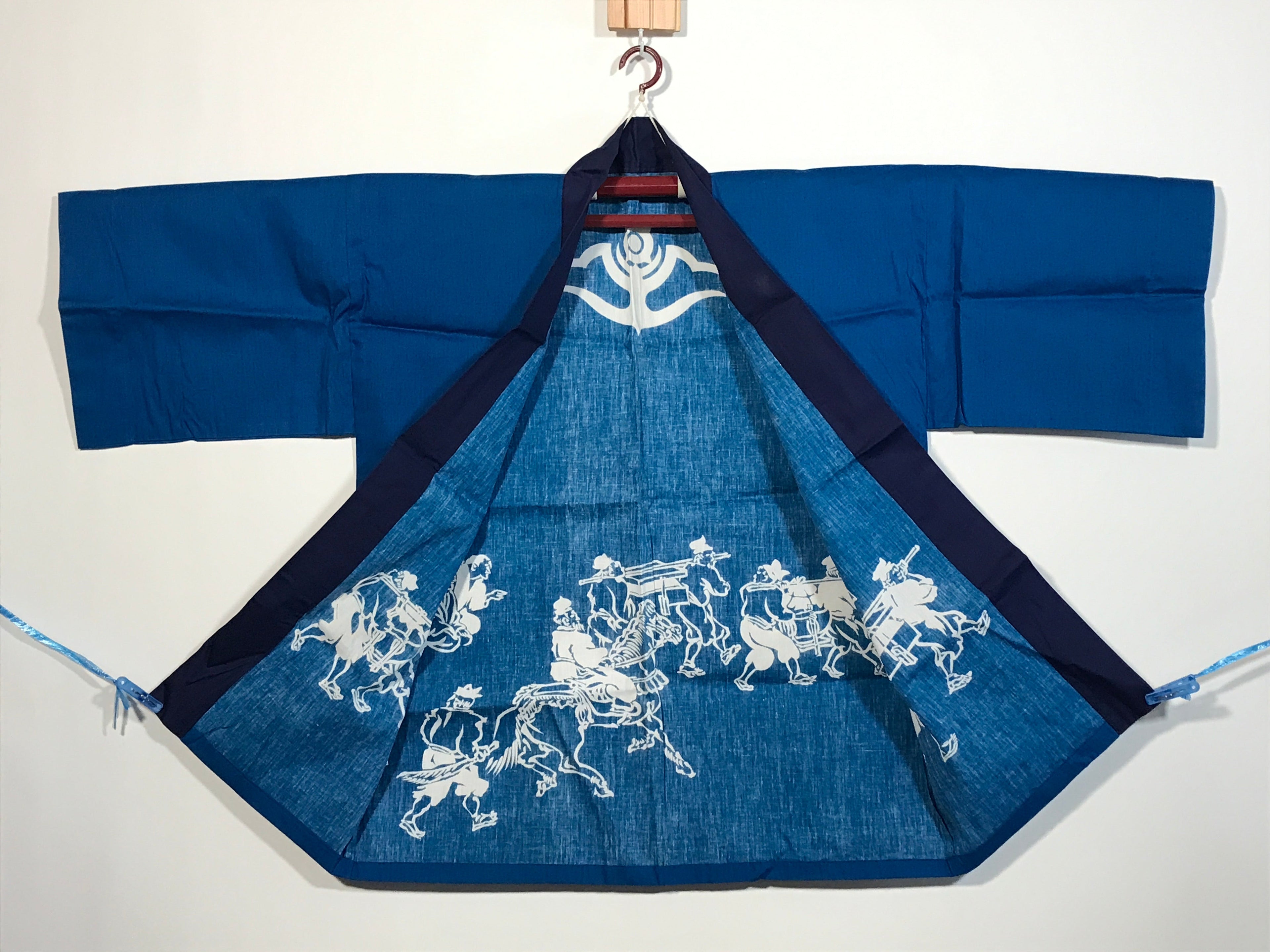Japanese Traditional Matsuri Festival Happi Coat Blue Nippon Sekyu Oil KM214