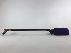 Japanese Traditional Shamisen Vtg Wood Instrument Fabric Purple Dark Brown JK578