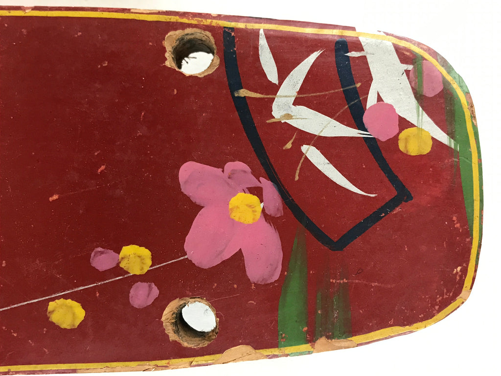 Japanese Traditonal Sandals Geta Wooden Lacquered Clogs Red Pink Flower JK504