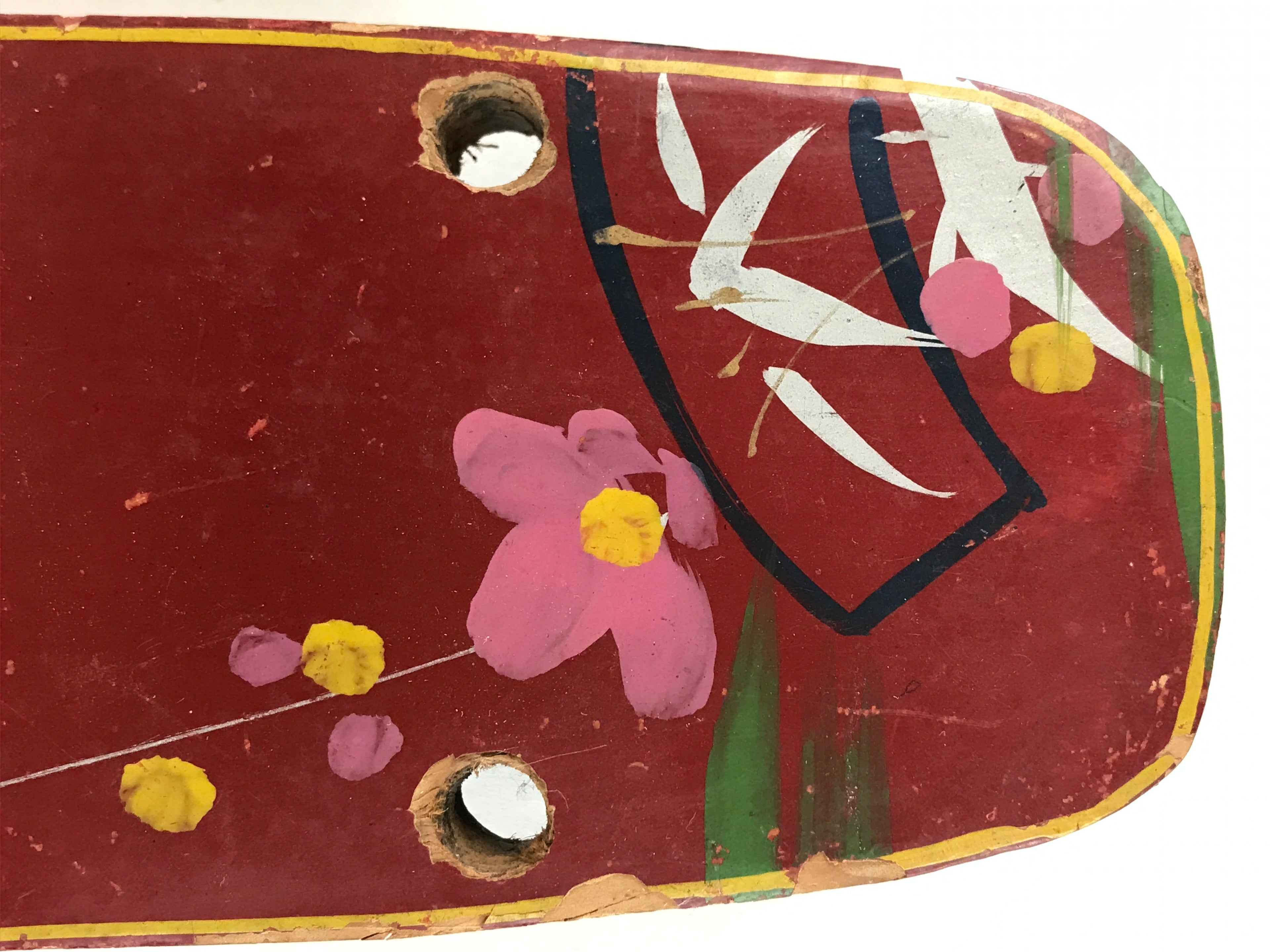 Japanese Traditonal Sandals Geta Wooden Lacquered Clogs Red Pink Flower JK504