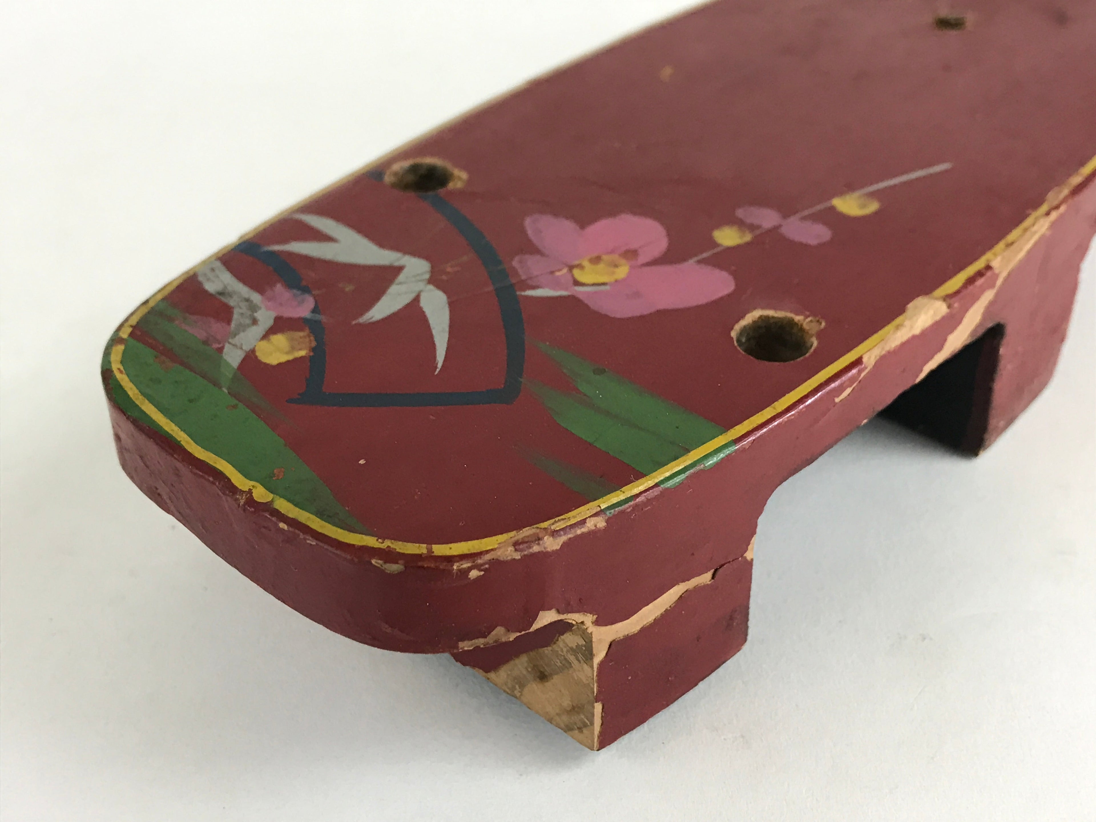 Japanese Traditonal Sandals Geta Wooden Lacquered Clogs Red Pink Flower JK504