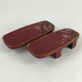 Japanese Traditonal Sandals Geta Wooden Lacquered Clogs Red Pink Flower JK504