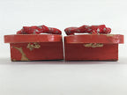 Japanese Traditonal Sandals Geta Wooden Lacquered Clogs Red Silver Crane JK503