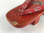 Japanese Traditonal Sandals Geta Wooden Lacquered Clogs Red Silver Crane JK503