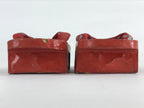 Japanese Traditonal Sandals Geta Wooden Lacquered Clogs Red Silver Crane JK503