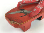 Japanese Traditonal Sandals Geta Wooden Lacquered Clogs Red Silver Crane JK503