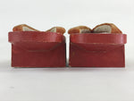 Japanese Traditonal Sandals Geta Wooden Lacquered Clogs Red Vtg Flower JK502