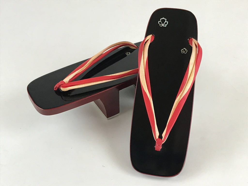 Japanese Traditonal Sandals Geta Wooden Lacquered Clogs Vtg Raden Shell JK501