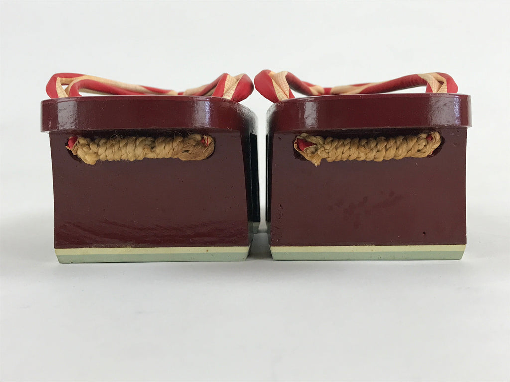 Japanese Traditonal Sandals Geta Wooden Lacquered Clogs Vtg Raden Shell JK501