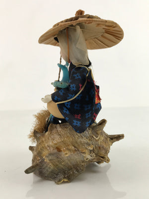 Japanese Tsuruga Fisherwoman Figurine Vtg Seashell Okimono Folk Art BD986