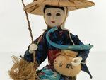 Japanese Tsuruga Fisherwoman Figurine Vtg Seashell Okimono Folk Art BD986