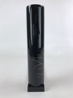 Japanese Tube Vase Kabin Vtg Glossy Black Kikyo Ikebana Flower Arrangement FK69