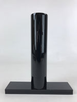 Japanese Tube Vase Kabin Vtg Glossy Black Kikyo Ikebana Flower Arrangement FK69