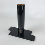 Japanese Tube Vase Kabin Vtg Glossy Black Kikyo Ikebana Flower Arrangement FK69