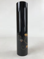 Japanese Tube Vase Kabin Vtg Glossy Black Vines Ikebana Flower Arrangement FK90