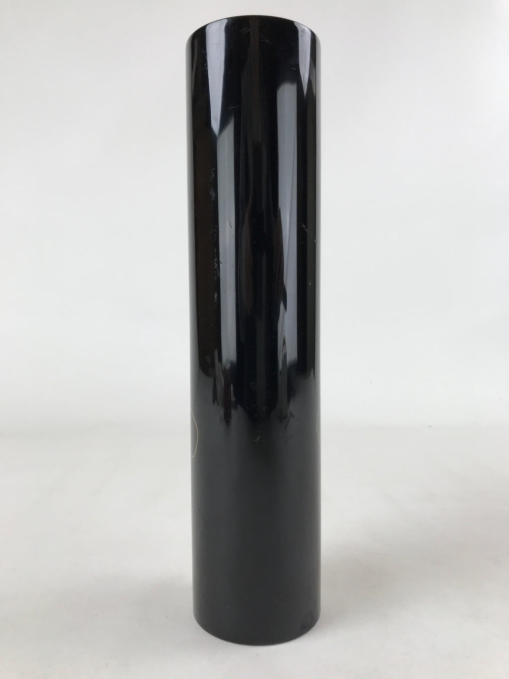 Japanese Tube Vase Kabin Vtg Glossy Black Vines Ikebana Flower Arrangement FK90