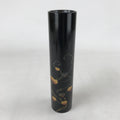 Japanese Tube Vase Kabin Vtg Glossy Black Vines Ikebana Flower Arrangement FK90
