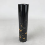 Japanese Tube Vase Kabin Vtg Glossy Black Vines Ikebana Flower Arrangement FK90