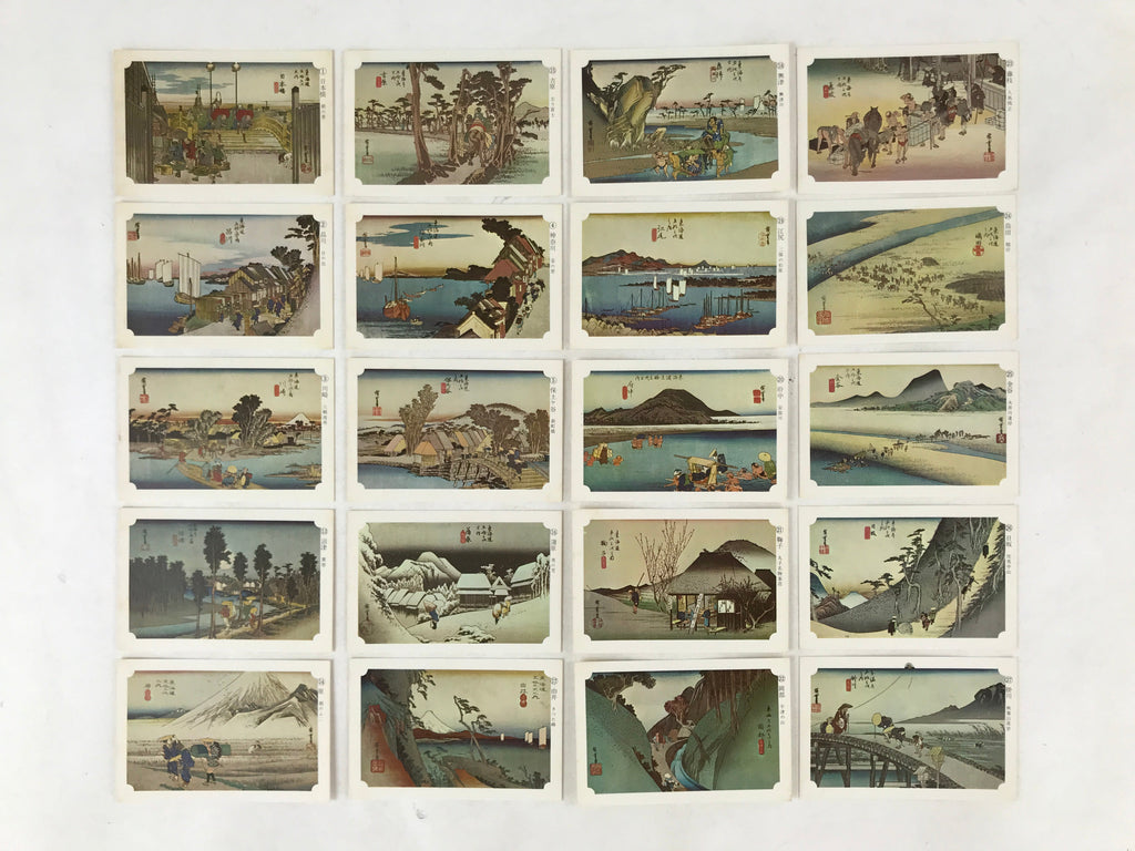 Japanese Ukiyoe Art Cards Hiroshige Fifty-Three Stages of Tokaido Vtg Box JK653