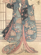 Japanese Ukiyoe Geisha Oiran Ume Kimono New Year Torii Kiyomitsu Woodblock FL466