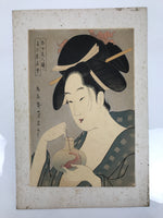 Japanese Ukiyoe Geisha Wakamurasaki Goldfish Eisho Bijinga Woodblock Print FL464