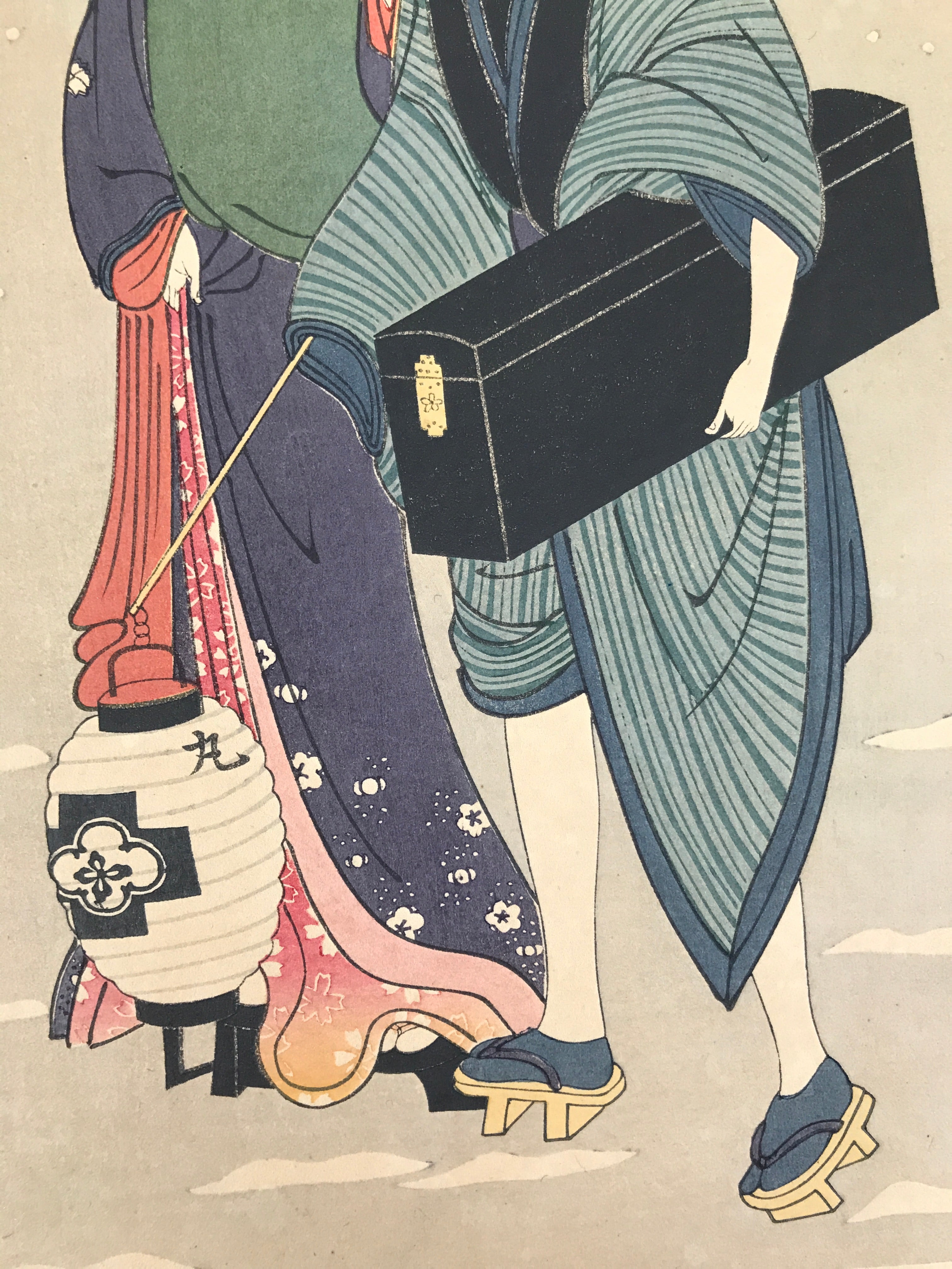 Japanese Ukiyoe Geisha Walking Snow Utamaro Bijinga Woodblock Print FL463