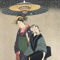 Japanese Ukiyoe Geisha Walking Snow Utamaro Bijinga Woodblock Print FL463