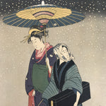 Japanese Ukiyoe Geisha Walking Snow Utamaro Bijinga Woodblock Print FL463