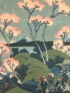 Japanese Ukiyoe Hokusai Fuji Gotenyama Shinagawa Tokaido Woodblock Print FL465