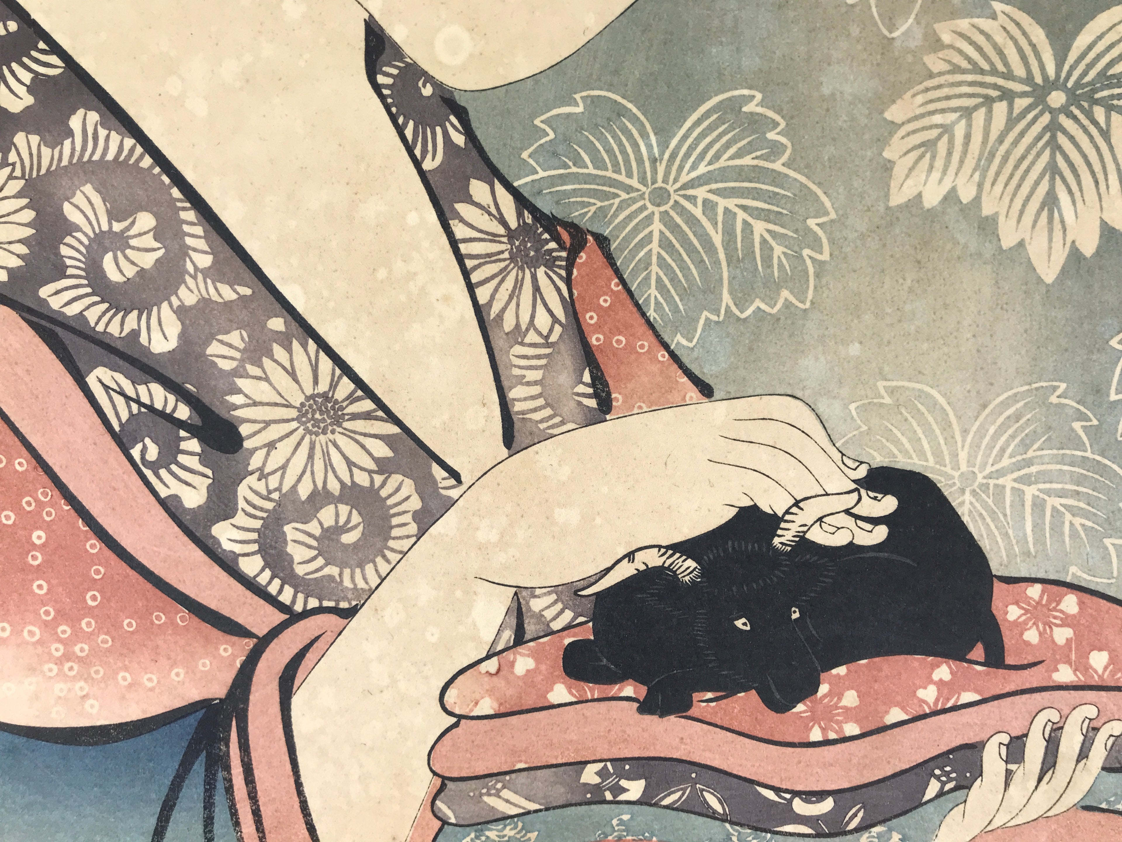 Japanese Ukiyoe Oiran Portrait Eishi Bijinga Geisha Woodblock Print Color FL457